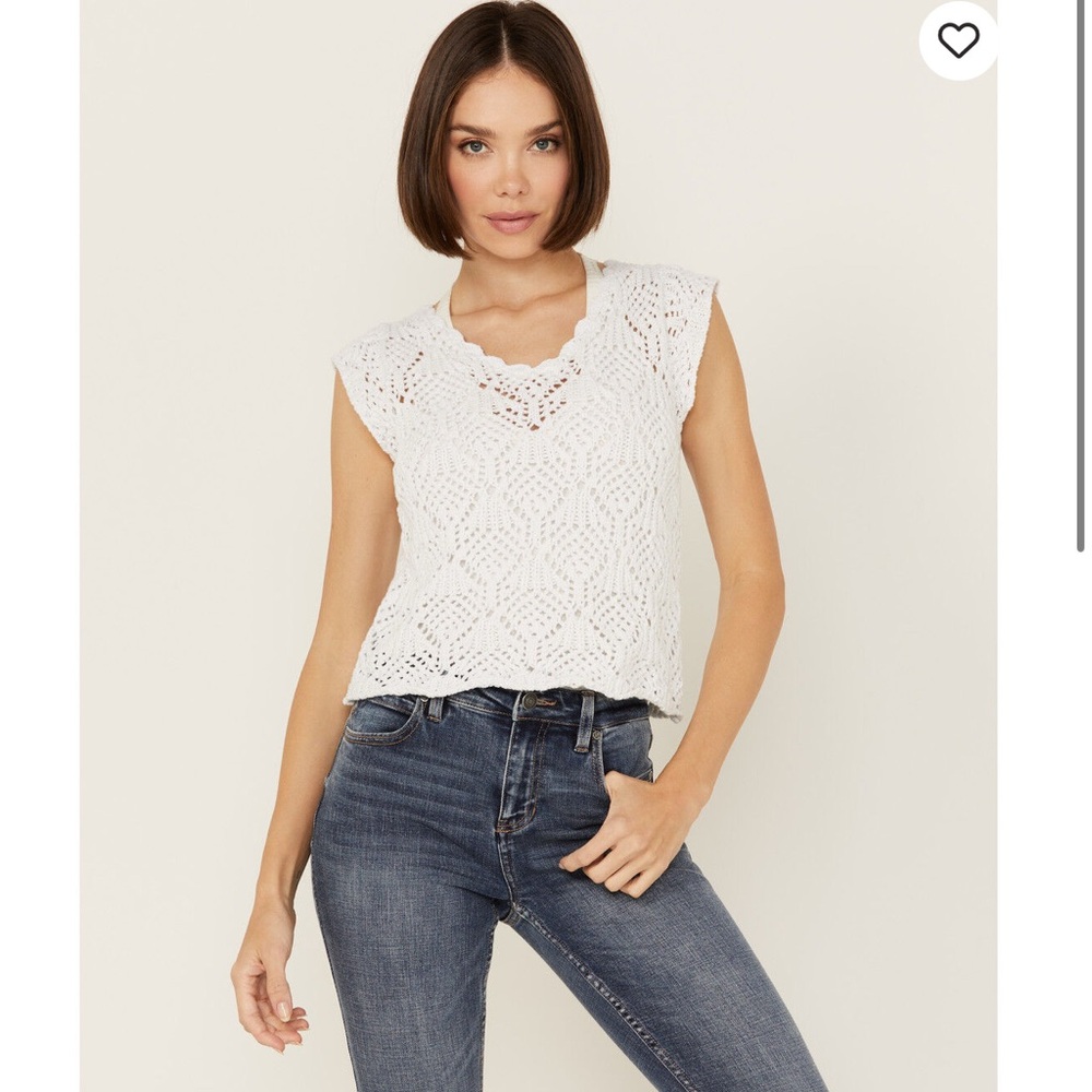 Revel Women's Sleeveless cotton‎ blend Crochet Tank Top